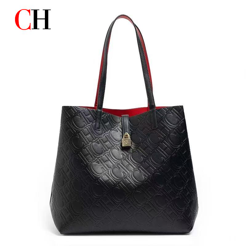 Tote Bag Leather Monogram - CH Shoulder Bag Ladies Monogram Leather