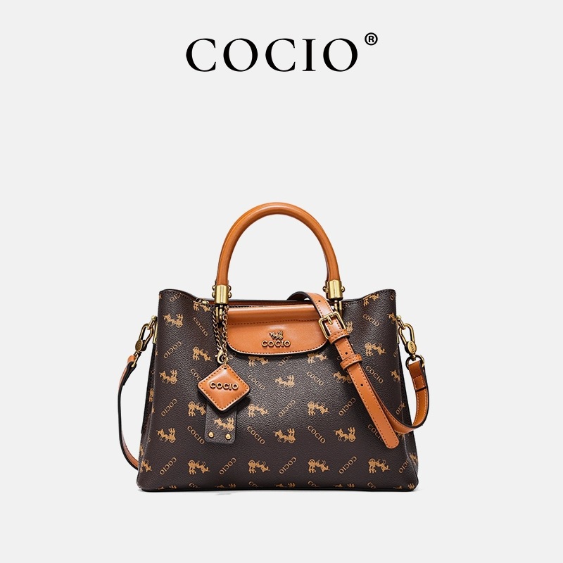 Tote Bag Leather Monogram - COCIO Vintage Monogram Tote Bag Large