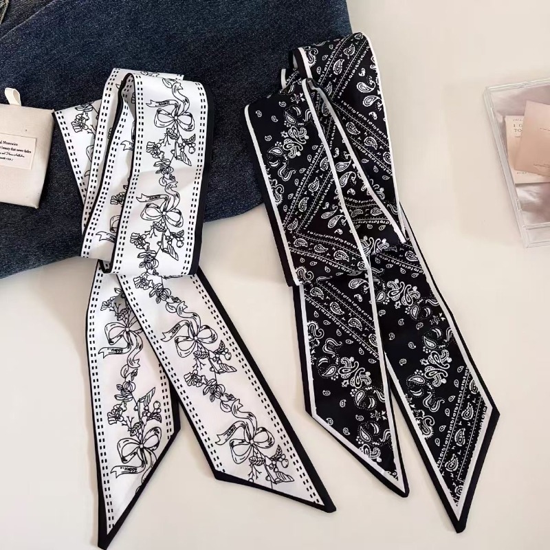 Luxury Bags White - Black White Double Sided Paisley Long