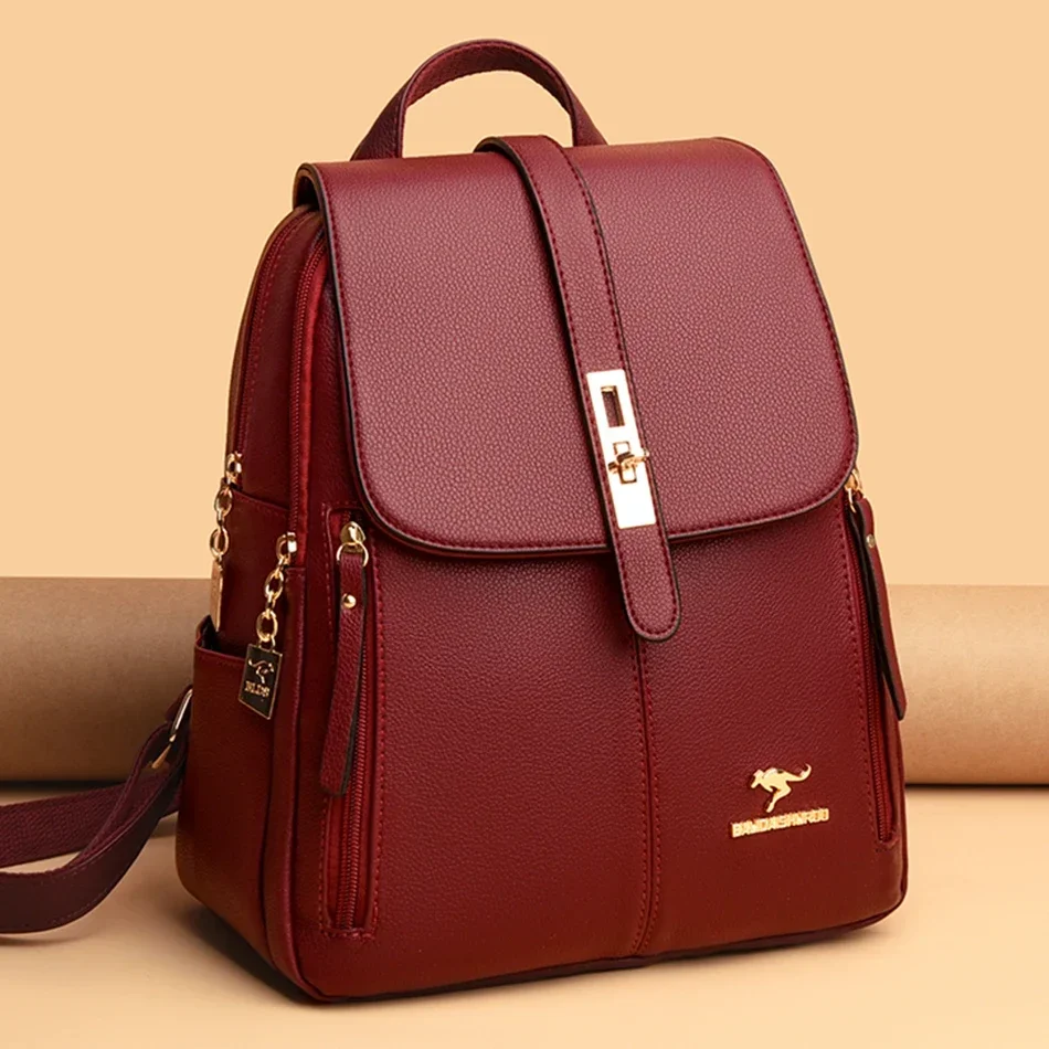 Luxury Zipper Bags - Women Leather Large Capacity Backpack High