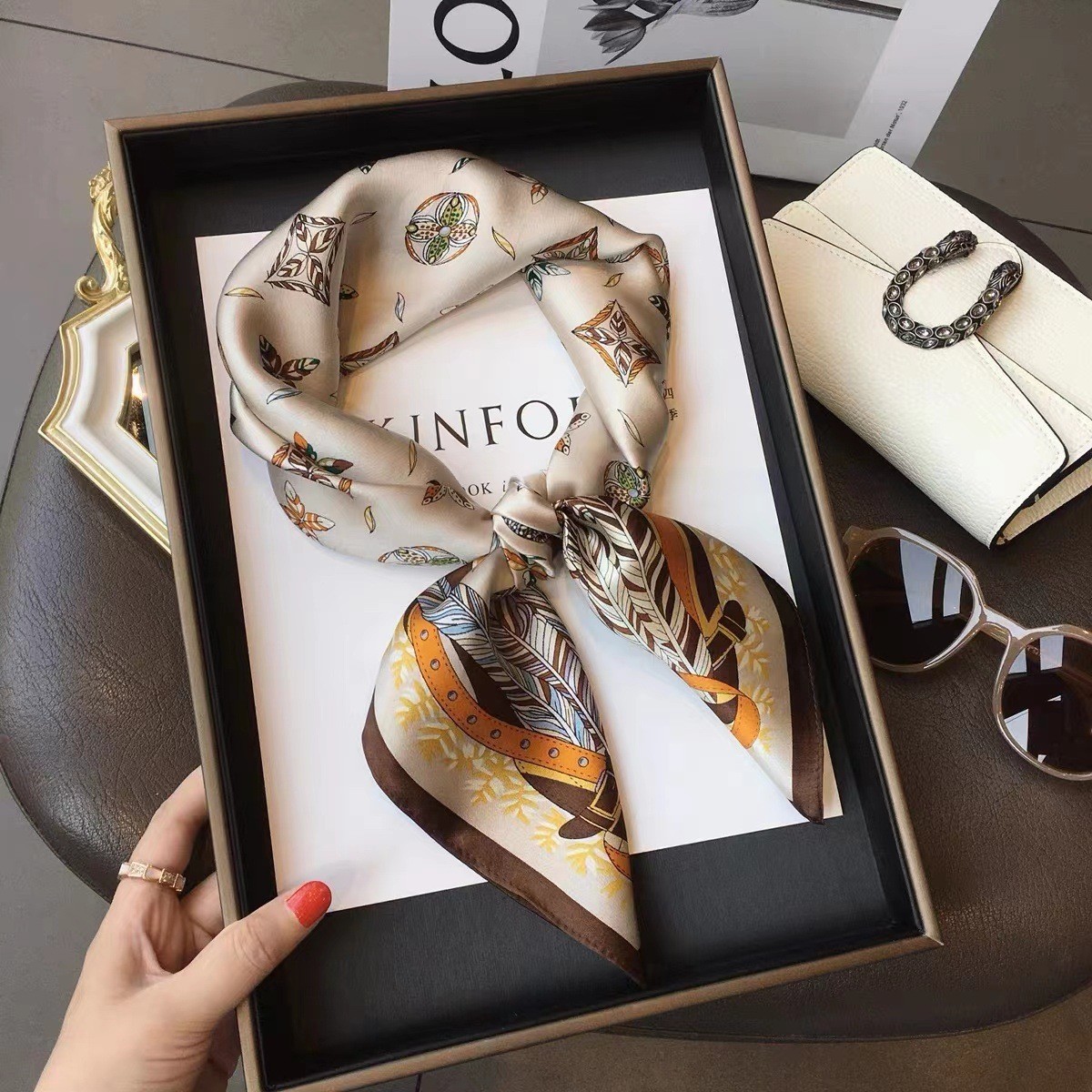 Discount Luxury Bags - Luxury Fashion Print 70*70cm Silk Square