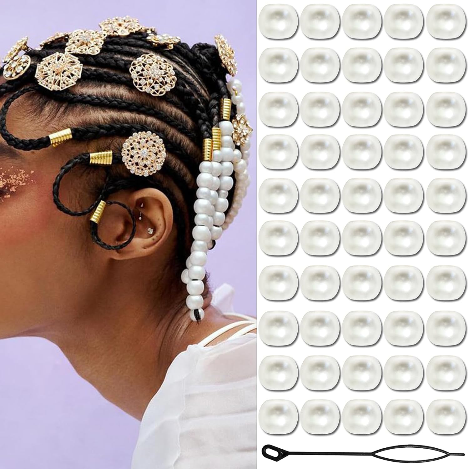 50PCS Hair Beads for Braids Pe - đánh giá và giá Luxury Bags White